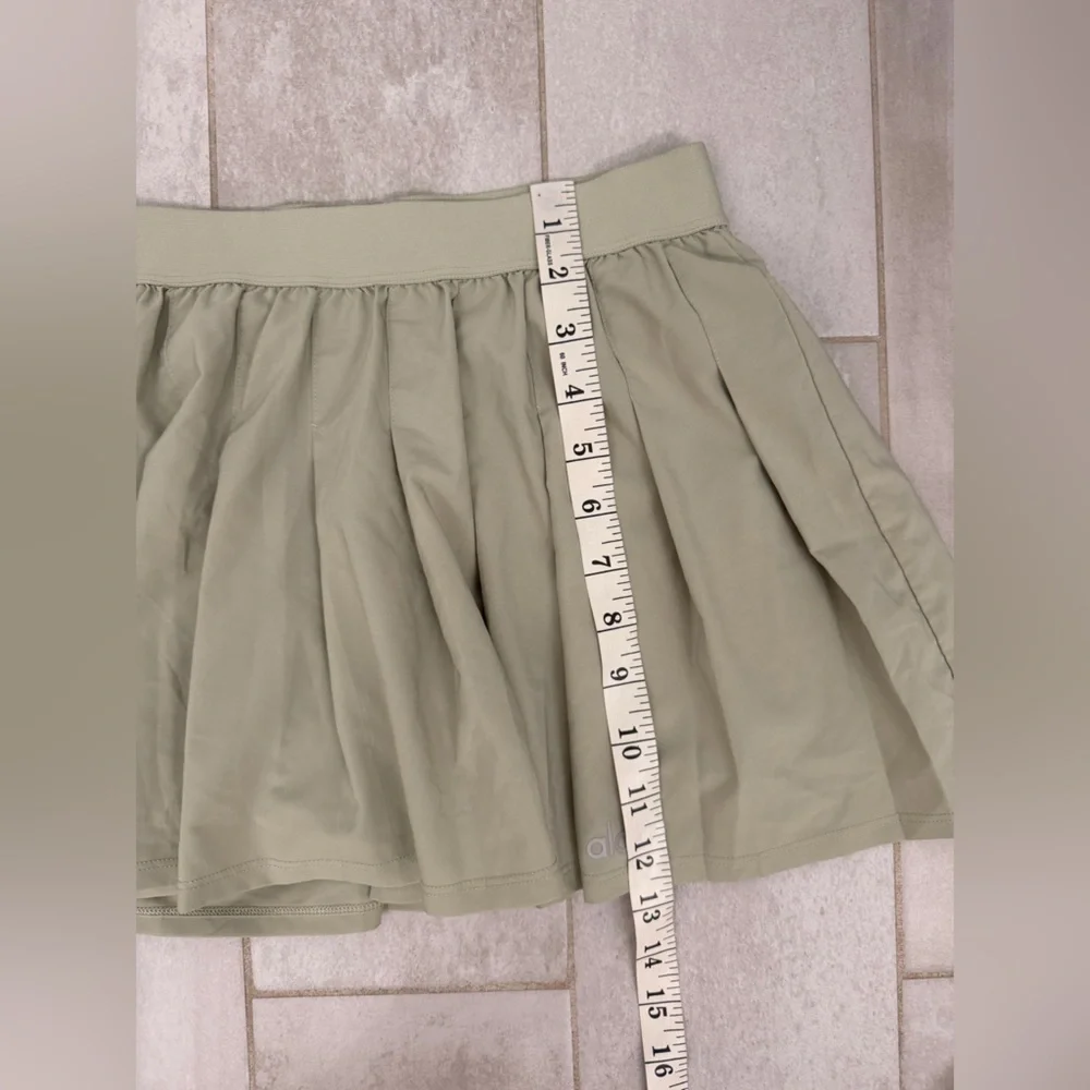 ALO Varsity Tennis Pleated Mini Skirt Limestone Green Size XXS/XS